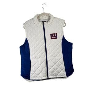 NFL Team Apparel New York Giants Quilted Vest White Full Zip Womens Size XXL